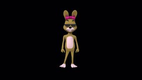 Cartoon Mrs.Rabbit Dance 1, Animation.1920X1080.09 Second Long.Transparent Alpha video.