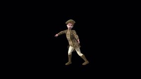 Medieval Kid Loop Dance 4 – Halloween Concept, Animation.Full HD 1920×1080. 16 Second Long.Transparent Alpha Video.
