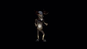 Cartoon Stag Dance 7, Animation.Full HD 1920×1080. 15 Second Long.Transparent Alpha Video