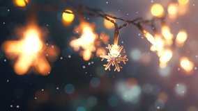 Christmas snowflakes lights with falling snow, snowflakes, Winter and new year holidays. copy space. - Powered by Shutterstock - Get 15% off with code: PIKWIZARD15