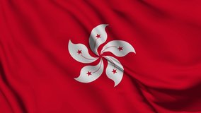 4K Ultra Hd 3840x2160. A beautiful view of Hong Kong flag video. 3D flag waving video animation. 