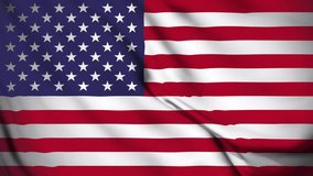 Waving Flag of USA video background with vintage vignette overlay effect. Realistic Slow Motion Animation. American flag 4K Loop Motion Graphics. Blowing stars and stripes flag
