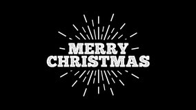 merry christmas sunburst design animation.vintage style with linear drawing light rays.white text on black background. - Powered by Shutterstock - Get 15% off with code: PIKWIZARD15
