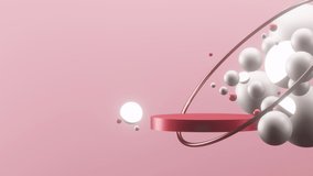 Abstract pink composition with red podium and gold circle on red background with an empty space for product advertising shiny showcase presentation, pedestal marketing design. 3d animation - Powered by Shutterstock - Get 15% off with code: PIKWIZARD15