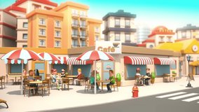 3d illustration design of a restaurant and coffee shops - 3d animated cartoon short video 