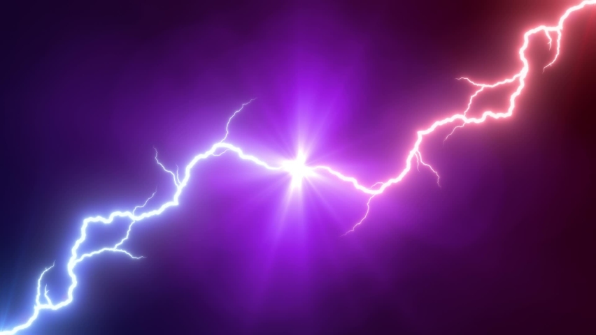 Lightning collision red and blue background, versus footage seamless loop. Powerful colored lightnings and the flash from the collision. Confrontation concept, competition vs match game. Versus battle Royalty-Free Stock Footage #1097879003