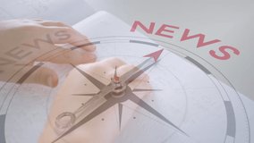 Animation of compass with text over caucasian child reading braille. Global education, learning and digital interface concept digitally generated video. - Powered by Shutterstock - Get 15% off with code: PIKWIZARD15