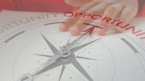 Animation of compass with text over caucasian child reading braille. Global education, learning and digital interface concept digitally generated video. - Powered by Shutterstock - Get 15% off with code: PIKWIZARD15