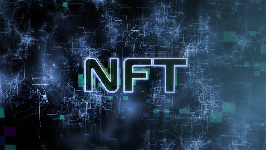 NFT Concept Text Reveal Animation with Digital Abstract Background 3D Rendering for Blockchain, Metaverse, Cryptocurrency, Web 3 Royalty-Free Stock Footage #1097885645