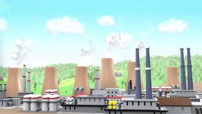 3d illustration of hydroelectric power plant- 3d animated cartoon short video 