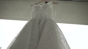 White wedding dress close up video
