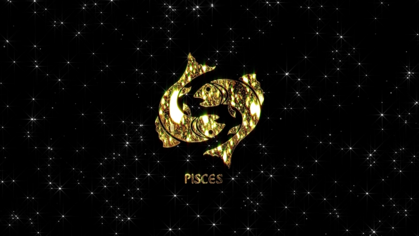 Pisces horoscope 2023. Pisces zodiac icon. Pisces zodiac background video with gold pattern. | Shutterstock HD Video #1097908961
