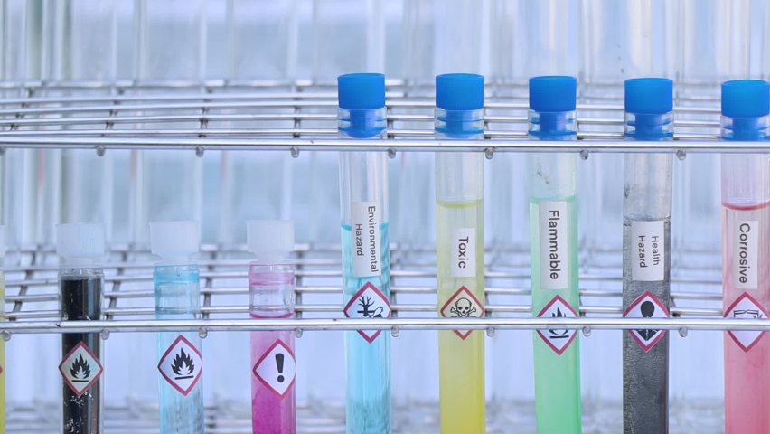 chemical and symbol in test tube , chemical used in laboratory or industry  Royalty-Free Stock Footage #1097914849