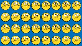 seamless animated pattern 2D motion graphic background with cartoon emoticon emoji icon frustrated face