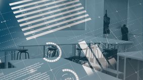 Animation of financial data processing on empty office. Global business, finances and digital interface concept digitally generated video. - Powered by Shutterstock - Get 15% off with code: PIKWIZARD15