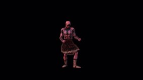 African Tribe Warrior Dance  Halloween Concept, Animation.Full HD 1920×1080. 15 Second Long.Transparent Alpha Video.
