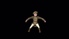 Medieval Kid Loop Dance Halloween Concept, Animation.Full HD 1920×1080. 19 Second Long.Transparent Alpha Video.