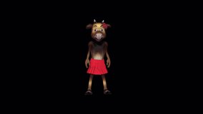 Cartoon Mrs. Moose Dance animation.Full HD 1920×1080.17 Second Long.Transparent Alpha video..