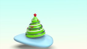 3d illustration design of decorated Christmas tree- 3d animated cartoon video 