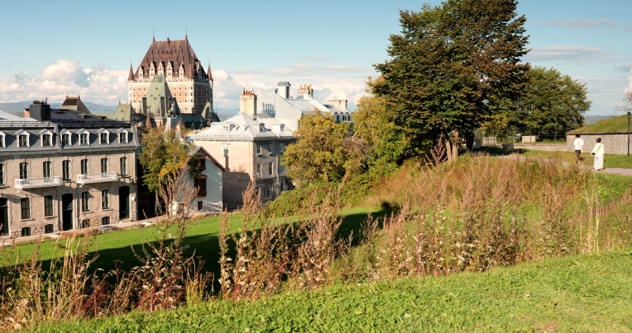 Old stone buildings in downtown old Quebec City Canada