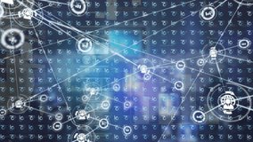 Animation of network of connections with icons over data processing and shapes. Global technology, connections and digital interface concept digitally generated video. - Powered by Shutterstock - Get 15% off with code: PIKWIZARD15