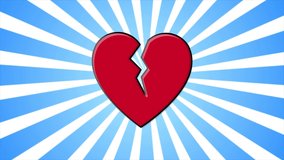 Festive red broken cracked heart for Valentine's Day on the background of blue rays. Abstract background. Video in high quality 4k, motion design - Powered by Shutterstock - Get 15% off with code: PIKWIZARD15