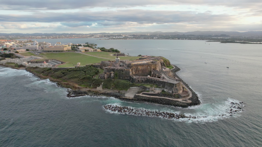 Sixteenth Century Fortification Of Castillo San Felipe del Morro In Old San Juan, Puerto Rico. Aerial Shot