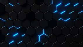 Moving hexagons illuminated in blue light. Infinitely looped animation. 3D Illustration - Powered by Shutterstock - Get 15% off with code: PIKWIZARD15