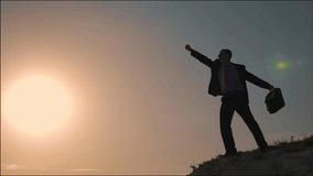 Businessman on top of success. Career people. Business success concept. Successful businessman. Winner is the path to success. Freedom and victory concept. Business victory. People are winner - Powered by Shutterstock - Get 15% off with code: PIKWIZARD15