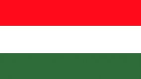 Hungary Flag Colors. 2D Animated transition in vertically on both sides over blue screen chroma key for video transition. Seamless looping. 4K UHD.