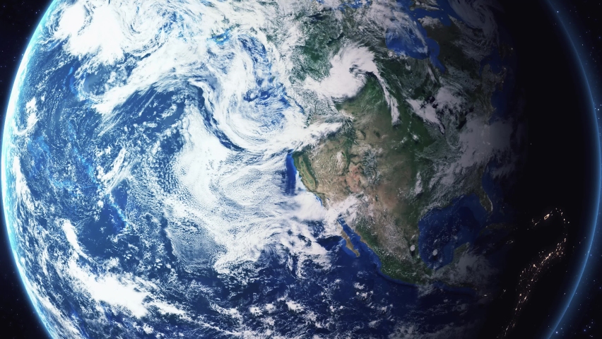 Earth zoom in from space and focus on Billings, Montana, USA. 3D Animation. Background for travel intro. 