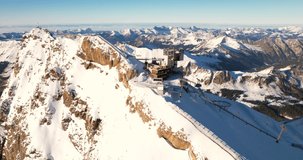 Burned cabin arrival, Glacier 3000 - Aerial 4K