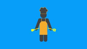 Cook chef worker color pictogram with chroma key background animation. More elements in our portfolio.