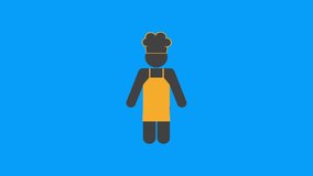 Cook chef worker color pictogram with chroma key background animation. More elements in our portfolio.