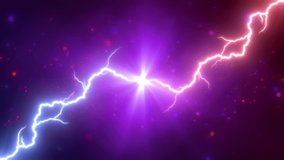Lightning collision red and blue background, versus footage seamless loop. Powerful colored lightnings and the flash from the collision. Confrontation concept, competition vs match game. Versus battle
