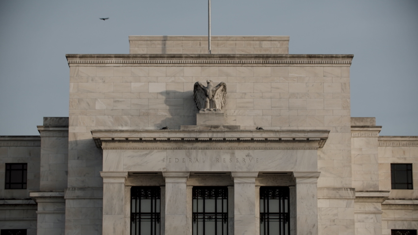 U.S. Federal Reserve Building in Washington, D.C. In Early Morning Royalty-Free Stock Footage #1097988401