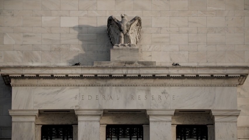 U.S. Federal Reserve Building in Washington, D.C. In Early Morning Royalty-Free Stock Footage #1097988403