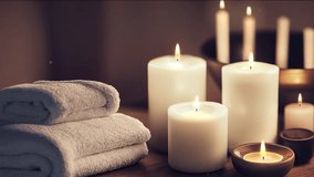 Meditation in spiritual zen scenery, aromatic candles on thermal water. Relaxing floating candles spa and wellness background. Romantic atmosphere mood backdrop. Massage studio therapy preparation. - Powered by Shutterstock - Get 15% off with code: PIKWIZARD15