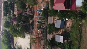 Aerial shot of the Kampong Khleang buddhist pagoda