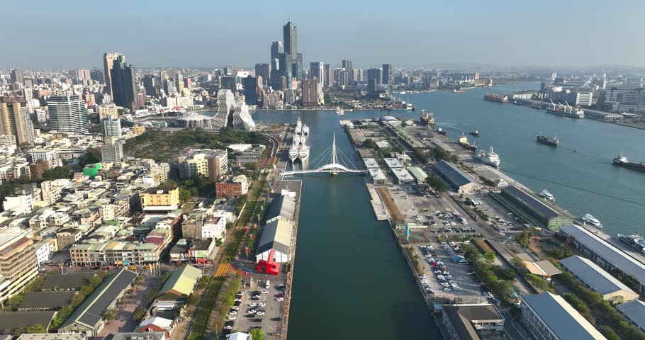 Aerial view of Kaohsiung city , Taiwan.