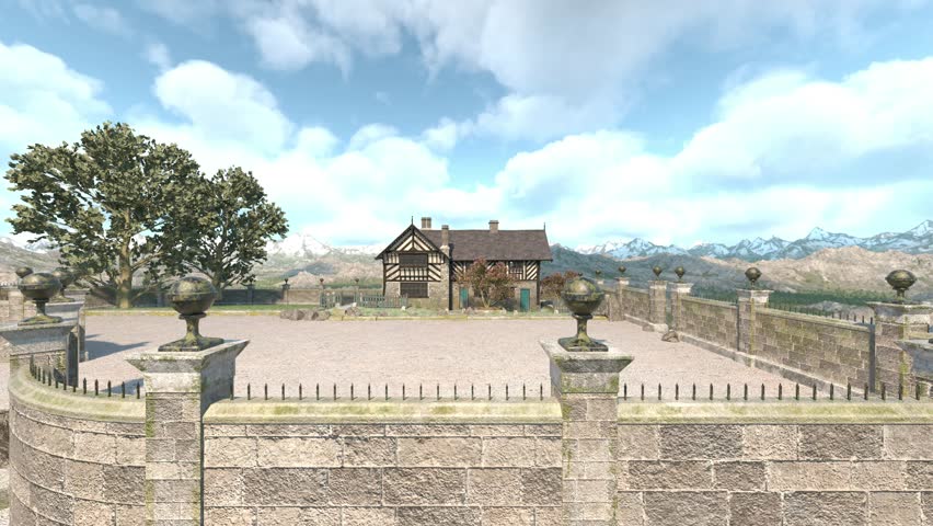 3D rendering of the stone house at the summit