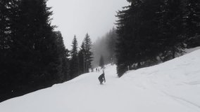 Snowboarder in Alps. Snowboarding at Mayrhofen and Hintertux
