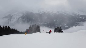 Snowboarder in Alps. Snowboarding at Mayrhofen and Hintertux.
