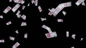 Falling 500 Euro banknotes. Seamless looped clip. Included matte clip for alpha channel. Euro bills falling rain black screen. - Powered by Shutterstock - Get 15% off with code: PIKWIZARD15