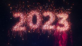 Countdown to 2023 New Year with Firework Numbers and Text. Firework explosions Creating Countdown from 10 to 0 and a Happy New Year Message.Video for Parties to Countdown to New Year's NIght Midnight. - Powered by Shutterstock - Get 15% off with code: PIKWIZARD15
