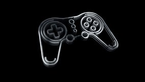 Esport retro video game pad and digital sport gaming golden metal shine symbol concept. Spectacular glowing and reflection light icon abstract 3d animation. Isolated object. - Powered by Shutterstock - Get 15% off with code: PIKWIZARD15