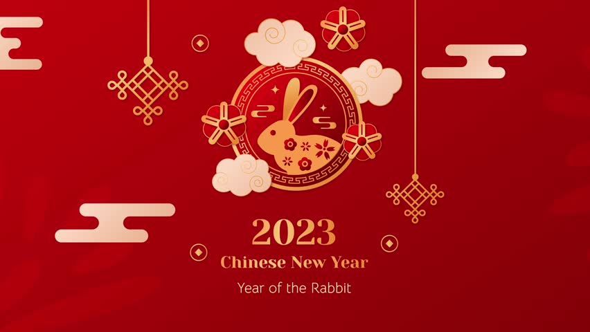 Happy Chinese new year 2023 year of the rabbit .Year of the Rabbit Celebration  Royalty-Free Stock Footage #1098050773