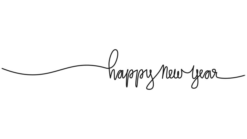 Animated continuous single line drawing of phrase HAPPY NEW YEAR, line art animation | Shutterstock HD Video #1098064461