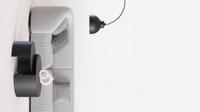 Modern furniture on white background with copy space. Furniture store, interior details. Furnishings sale, interior project. Vertical video with empty space. Minimalist design. 3D. 3D Illustration - Powered by Shutterstock - Get 15% off with code: PIKWIZARD15