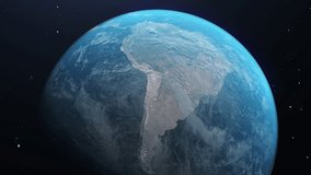 South America from space - View of planet earth with Latin America continent and region. 3d render animation